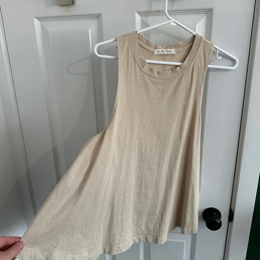 Free People Beige Sleeveless Tank Top